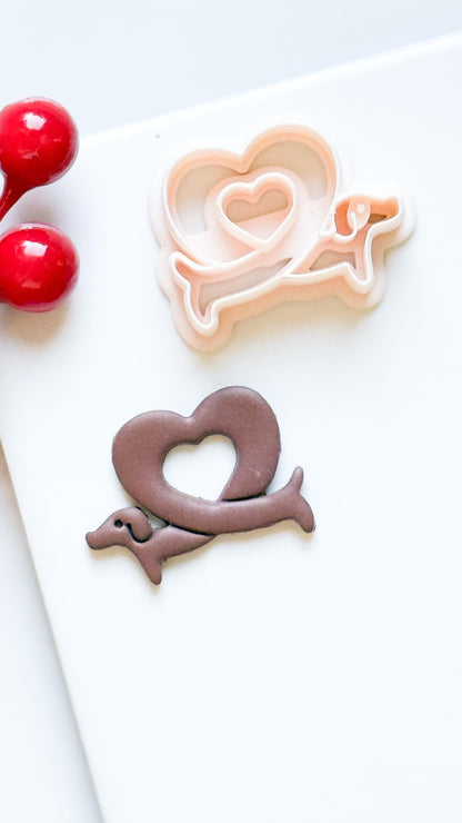 Dachshund Heart Clay Cutter – Polymer Clay Earring or Pendant Shape