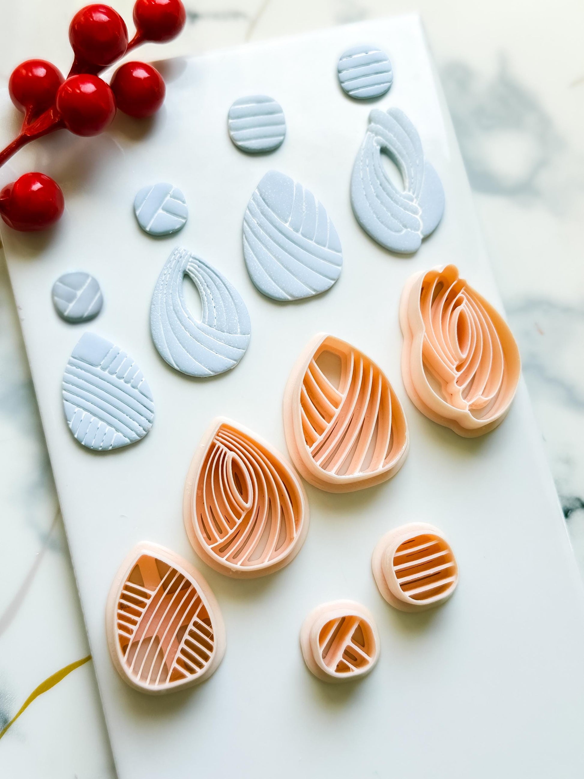 Layered Teardrop Polymer Clay Cutter Set Modern Geometric Earring Shapes