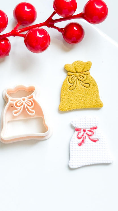 Santa Sack Polymer Clay Cutter Christmas Earrings and Ornaments