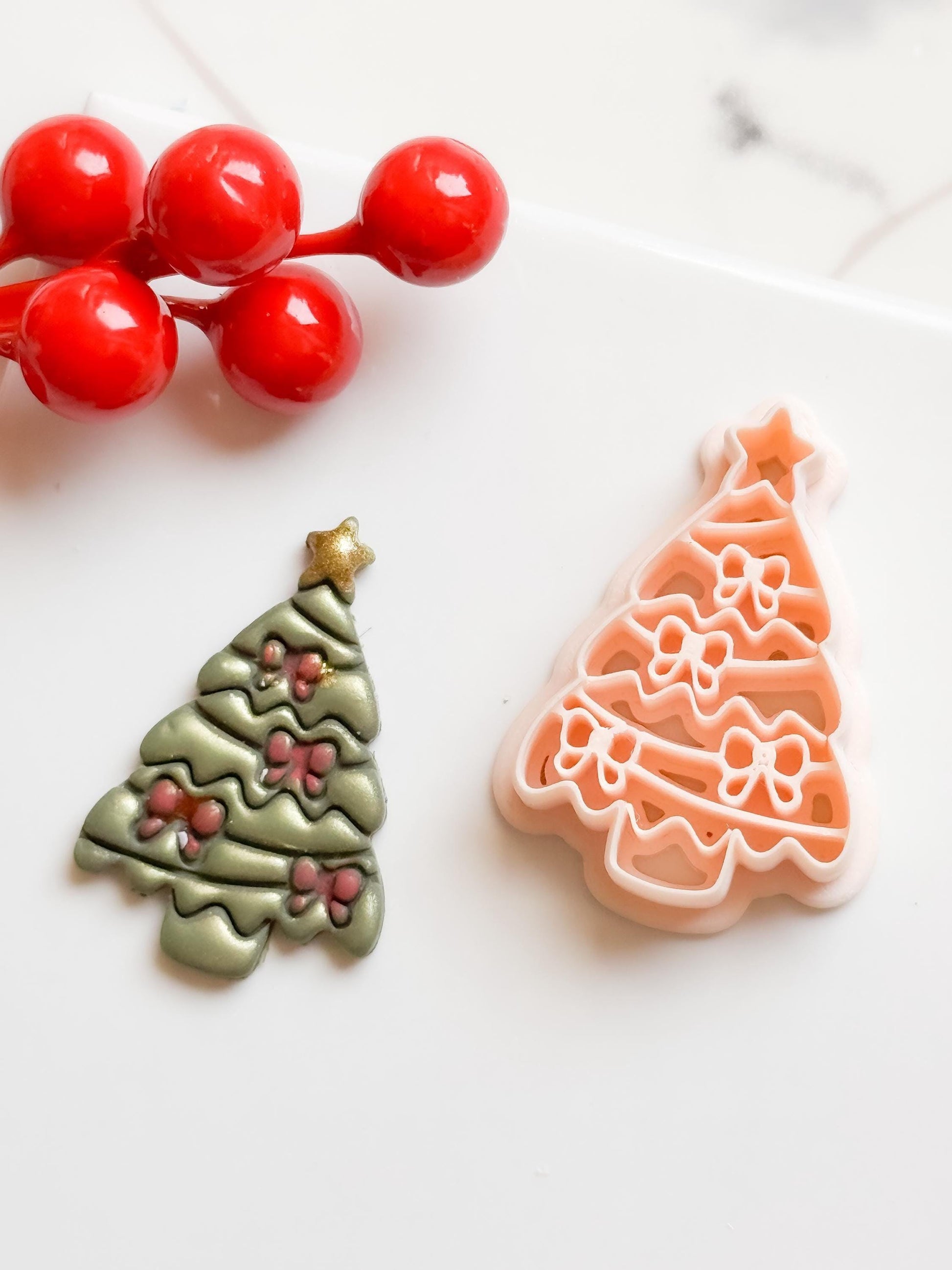 Christmas Tree Polymer Clay Cutter Festive Bow Design for Earrings & Jewelry