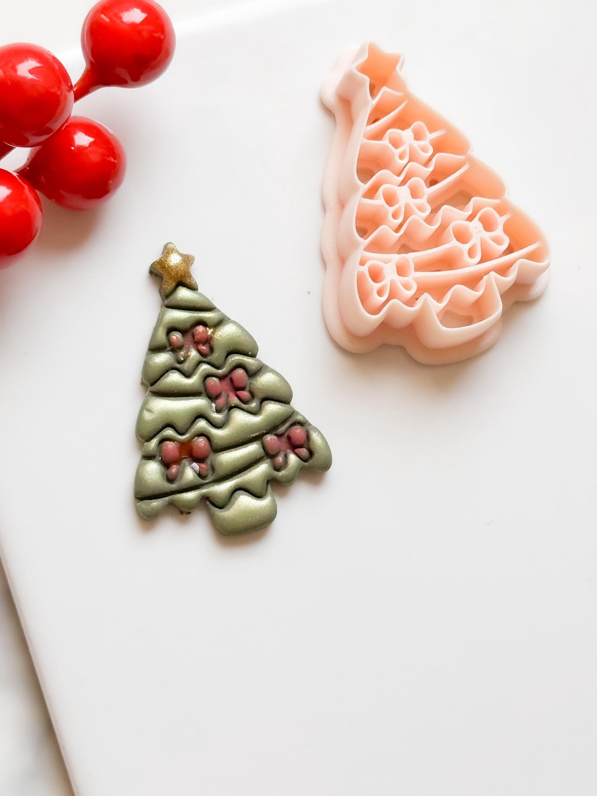 Christmas Tree Polymer Clay Cutter Festive Bow Design for Earrings & Jewelry
