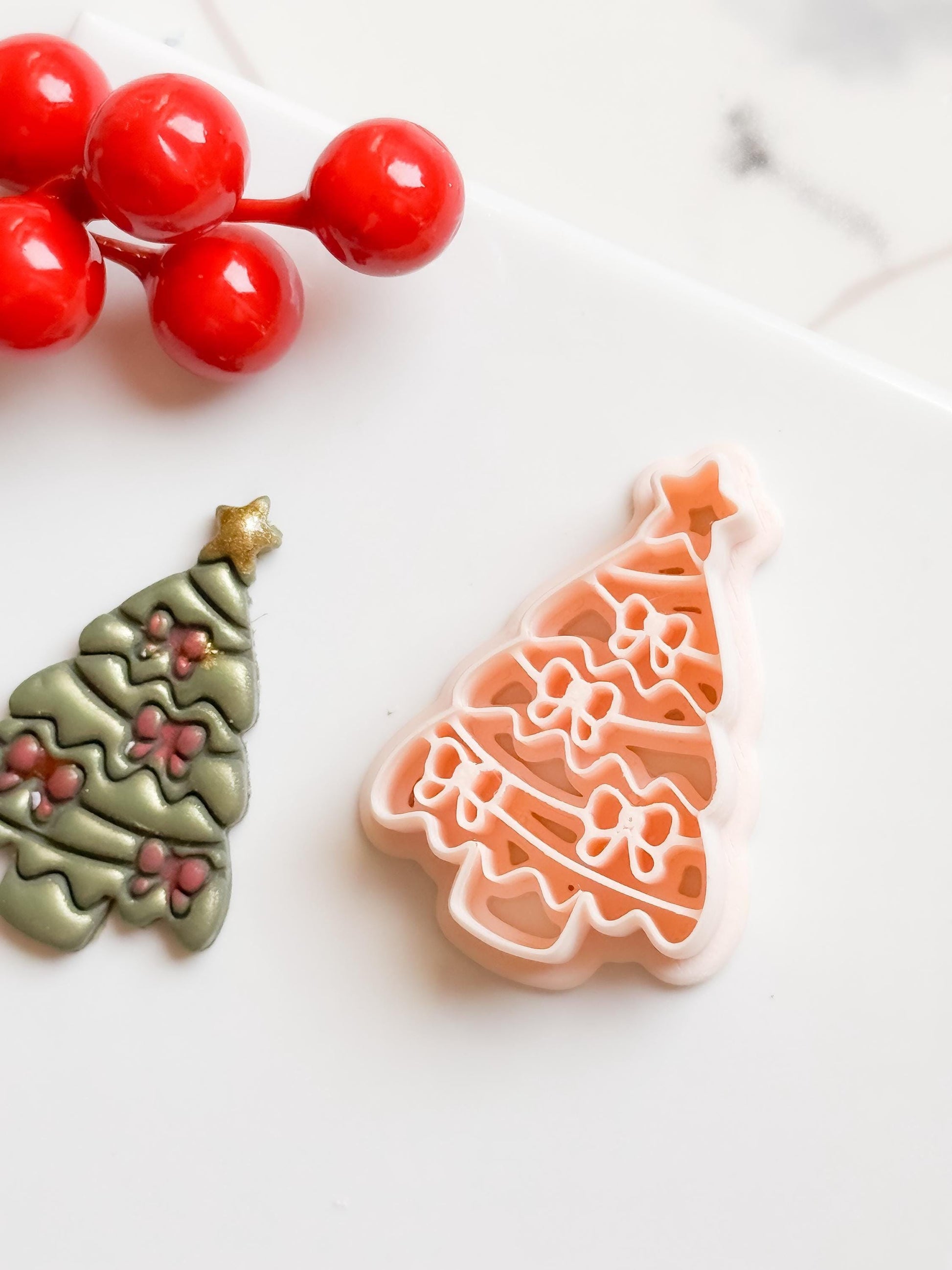Christmas Tree Polymer Clay Cutter Festive Bow Design for Earrings & Jewelry