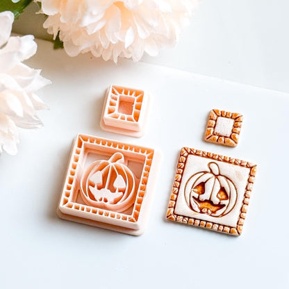 Jack-O'-Lantern Clay Cutter Set: Halloween Pumpkin Polymer Clay Earrings