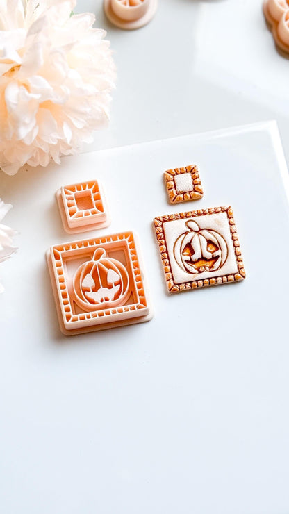 Jack-O'-Lantern Clay Cutter Set: Halloween Pumpkin Polymer Clay Earrings