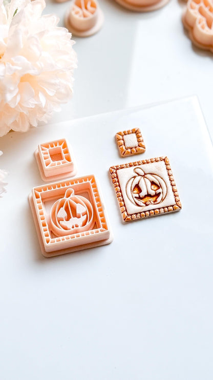 Jack-O'-Lantern Clay Cutter Set: Halloween Pumpkin Polymer Clay Earrings