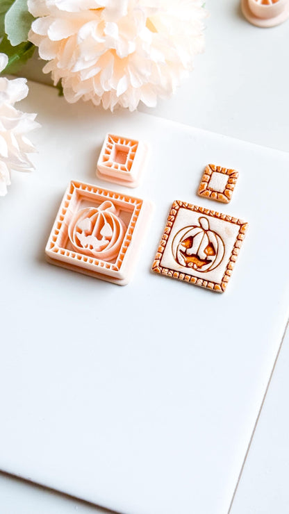 Jack-O'-Lantern Clay Cutter Set: Halloween Pumpkin Polymer Clay Earrings