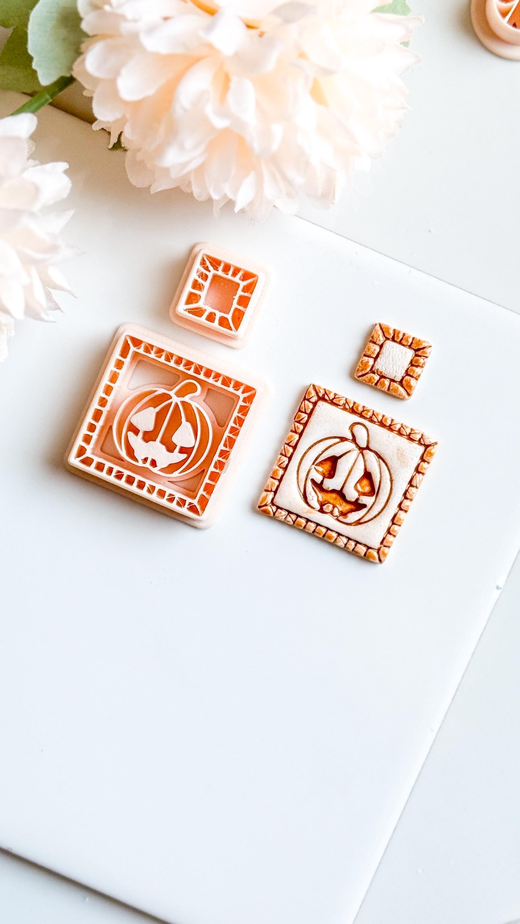 Jack-O'-Lantern Clay Cutter Set: Halloween Pumpkin Polymer Clay Earrings