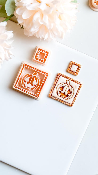 Jack-O'-Lantern Clay Cutter Set: Halloween Pumpkin Polymer Clay Earrings