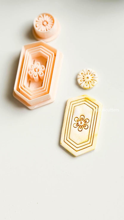 Mediterranean Tile Clay Cutter Set Faux Ceramic Floral Frame Design