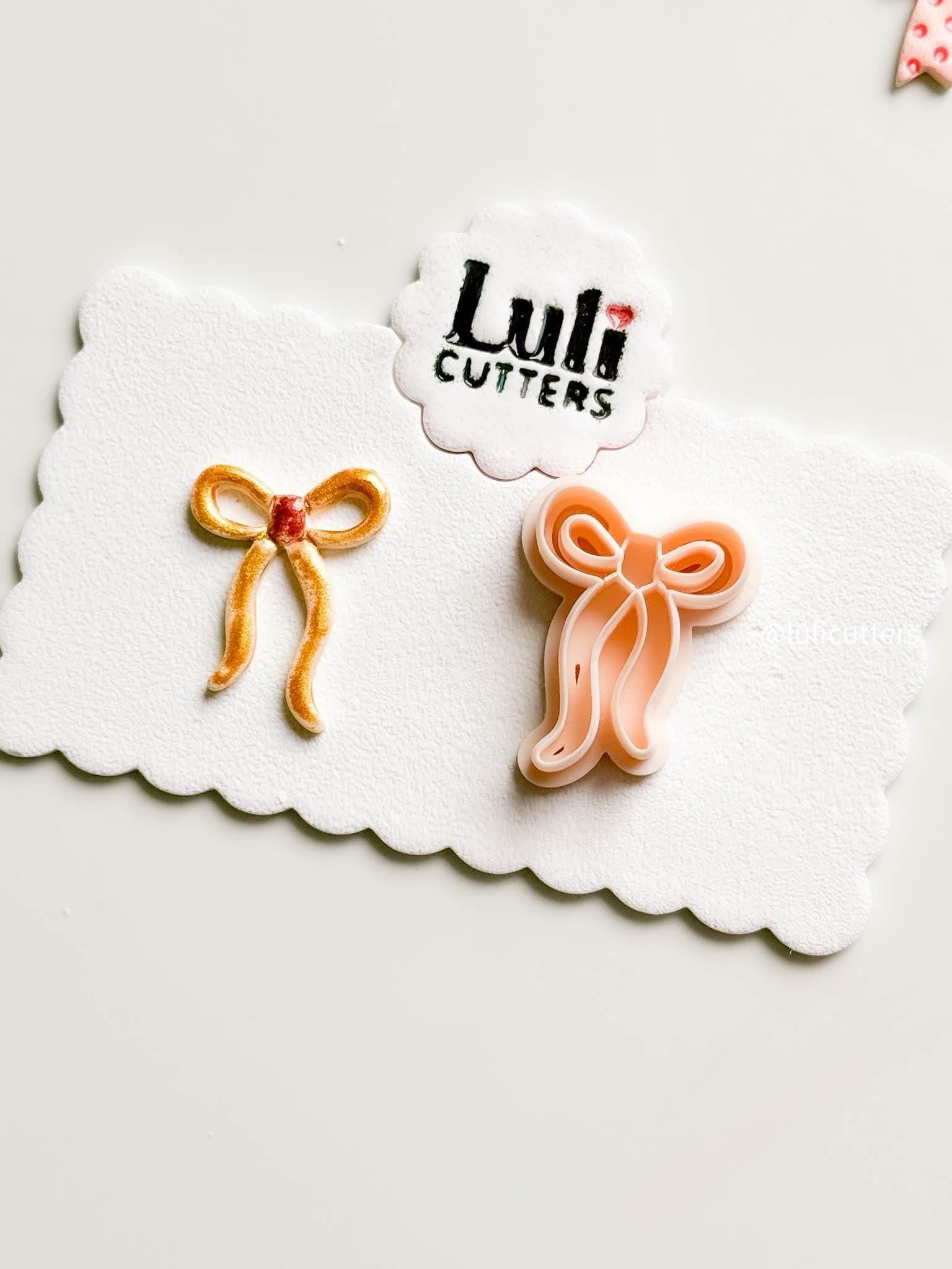 Elegant Ribbon Bow Clay Cutter: 38mm Delicate Earring Design