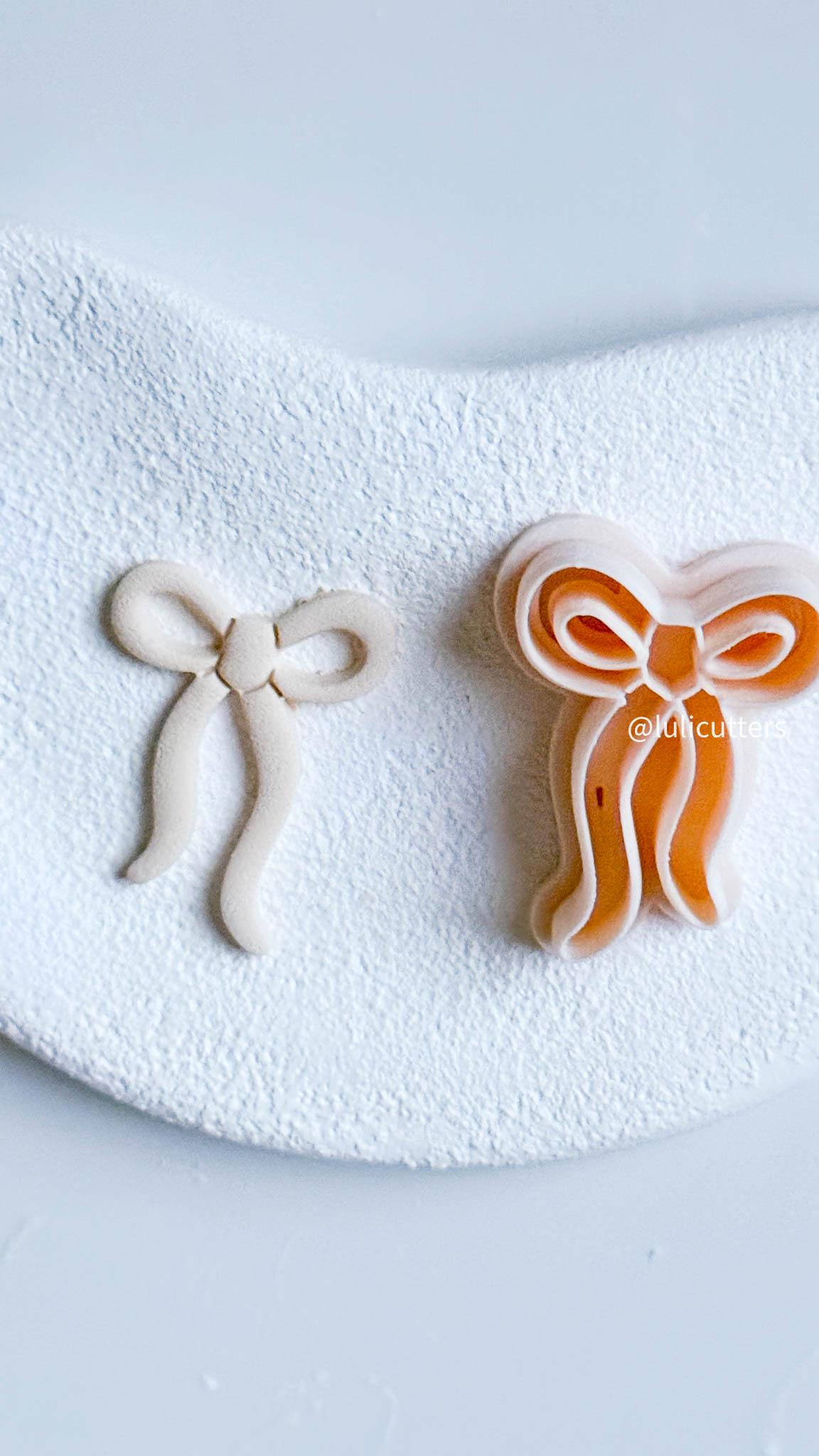 Elegant Ribbon Bow Clay Cutter: 38mm Delicate Earring Design