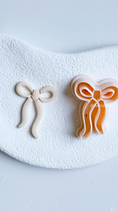 Elegant Ribbon Bow Clay Cutter: 38mm Delicate Earring Design