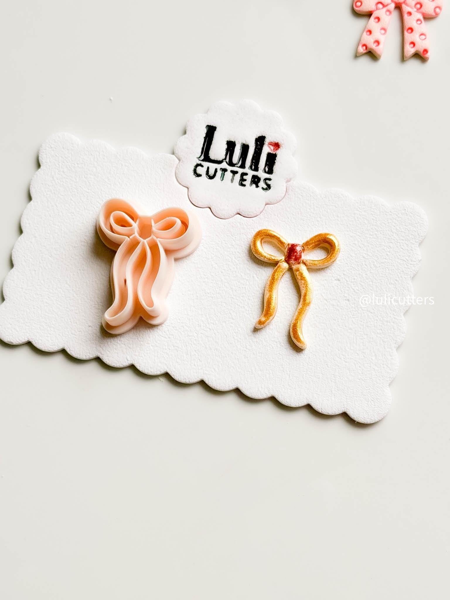 Elegant Ribbon Bow Clay Cutter: 38mm Delicate Earring Design