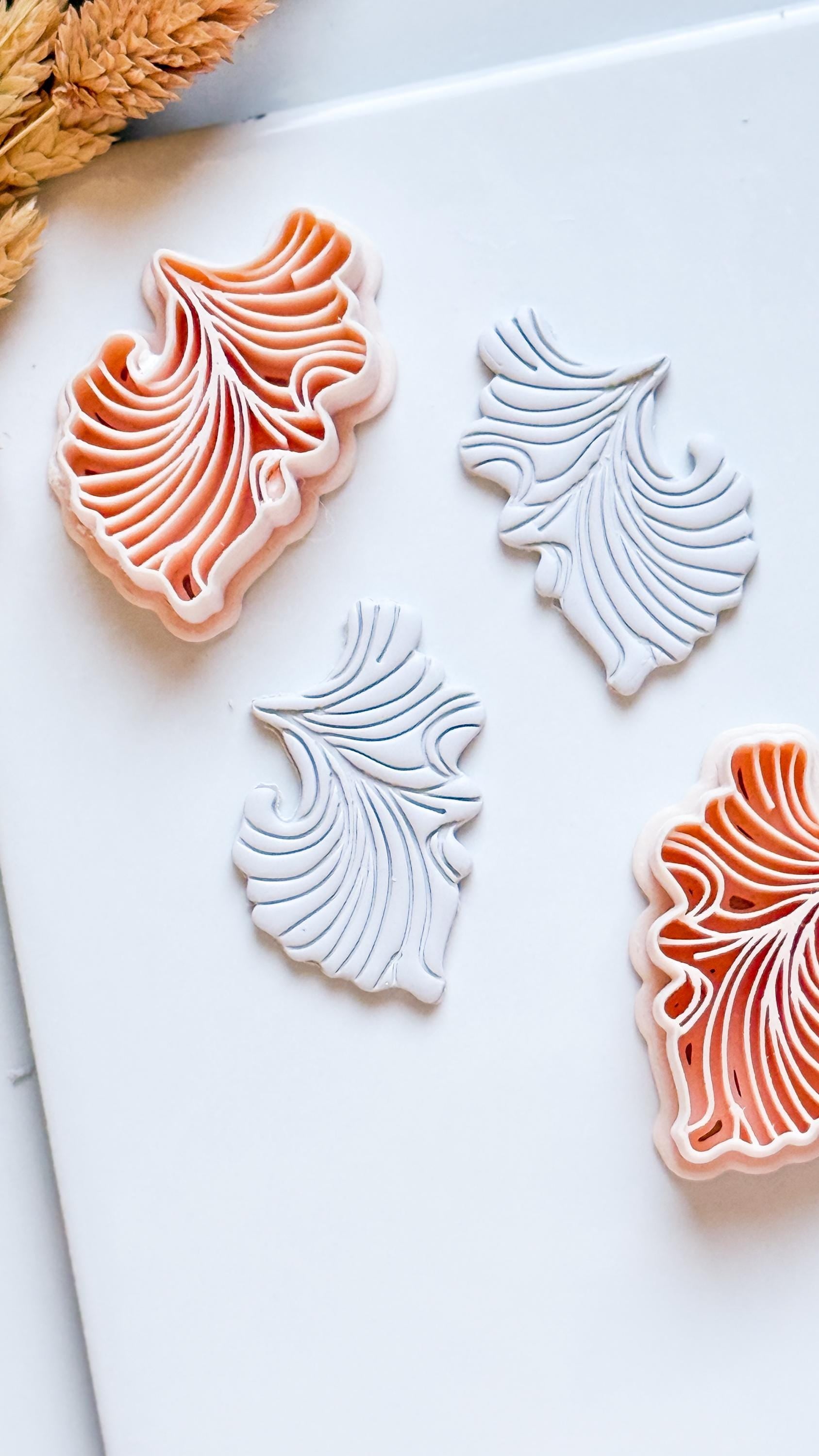 Fan Leaf Polymer Clay Cutter Embossed Botanical Earring Shape