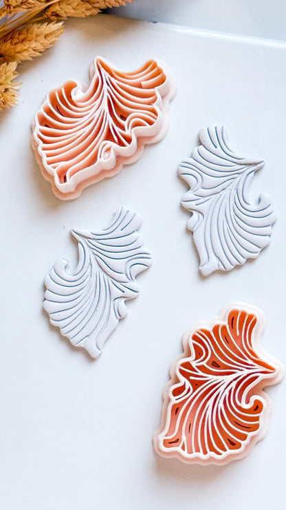 Fan Leaf Polymer Clay Cutter Embossed Botanical Earring Shape