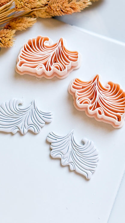 Fan Leaf Polymer Clay Cutter Embossed Botanical Earring Shape