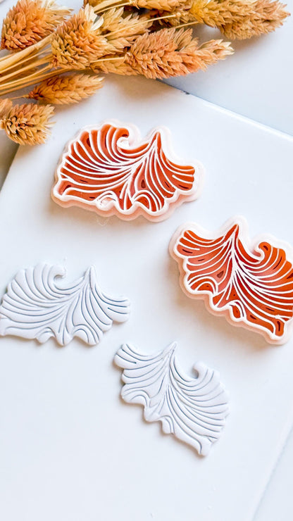 Fan Leaf Polymer Clay Cutter Embossed Botanical Earring Shape