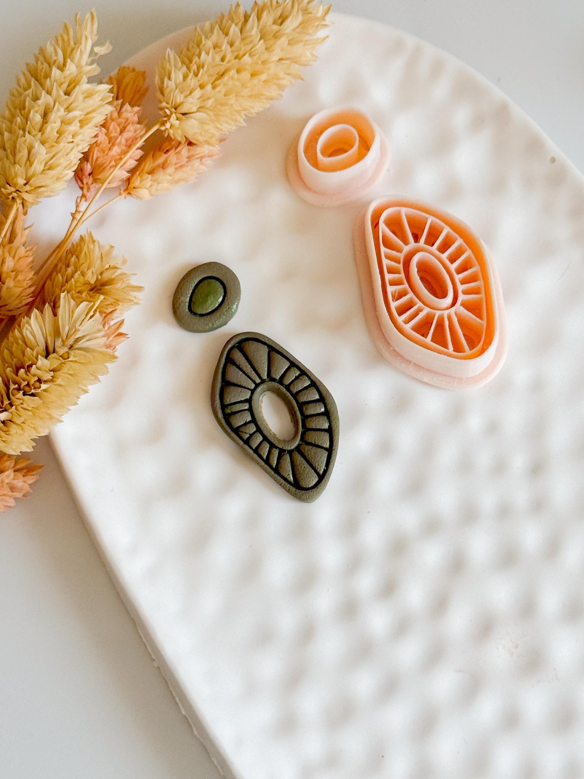 Sunburst Teardrop Clay Cutters: Geometric DIY Jewelry Making Tools