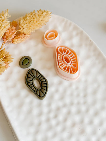 Sunburst Teardrop Clay Cutters: Geometric DIY Jewelry Making Tools