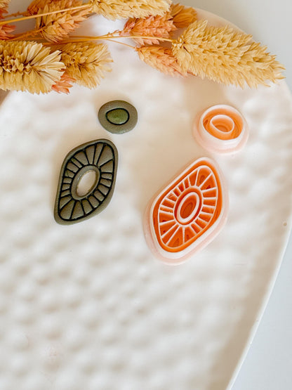 Sunburst Teardrop Clay Cutters: Geometric DIY Jewelry Making Tools