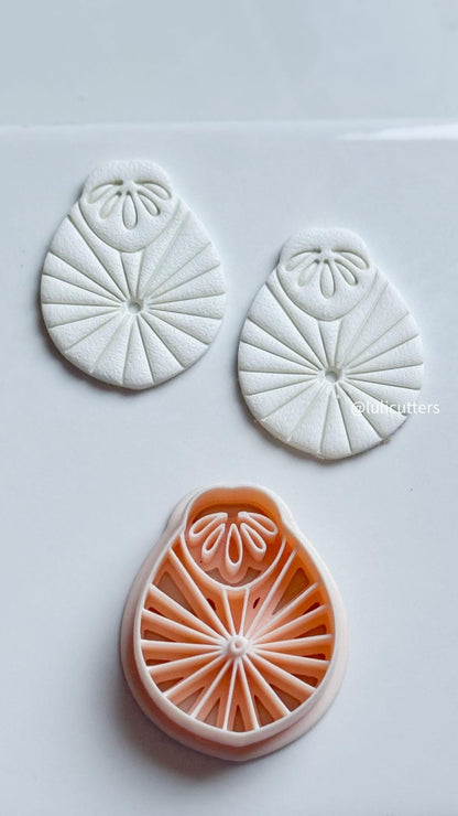 Art Deco Polymer Clay Cutter Set: Geometric Fan Earrings, Deboss Detail