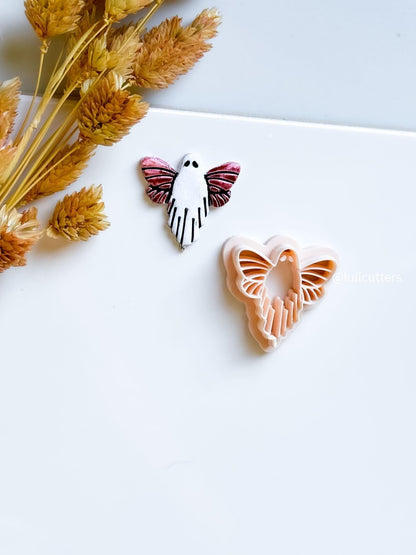 Winged Ghost Clay Cutter: Gothic Halloween Earring Mold - Polymer Clay Tool