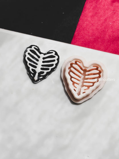 Heart Ribcage Clay Cutter Skeleton Imprint Earring Tool for Spooky Earrings