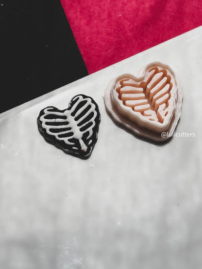Heart Ribcage Clay Cutter Skeleton Imprint Earring Tool for Spooky Earrings