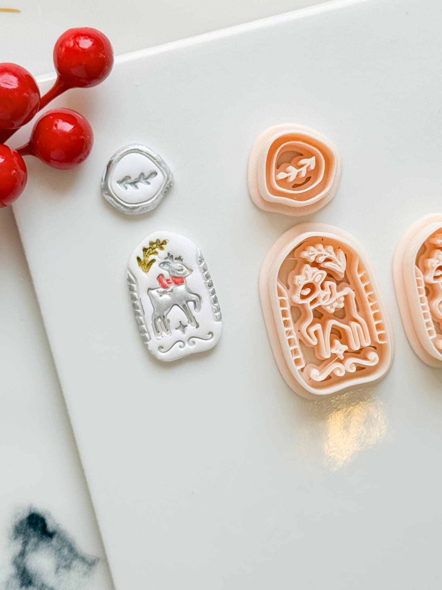 Winter Fairy Reindeer Trippant Polymer Clay Cutter Set Holiday Jewelry Design