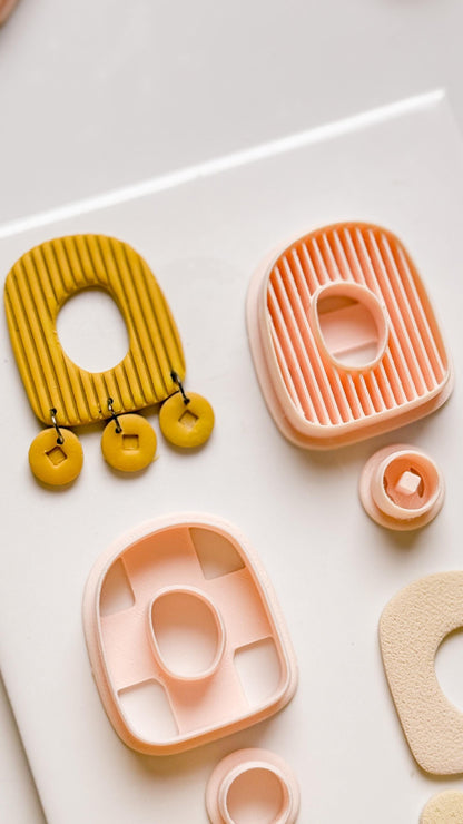 Ribbed Arch Clay Cutter Set: Circle Drop Earring Molds - Majolica Collection