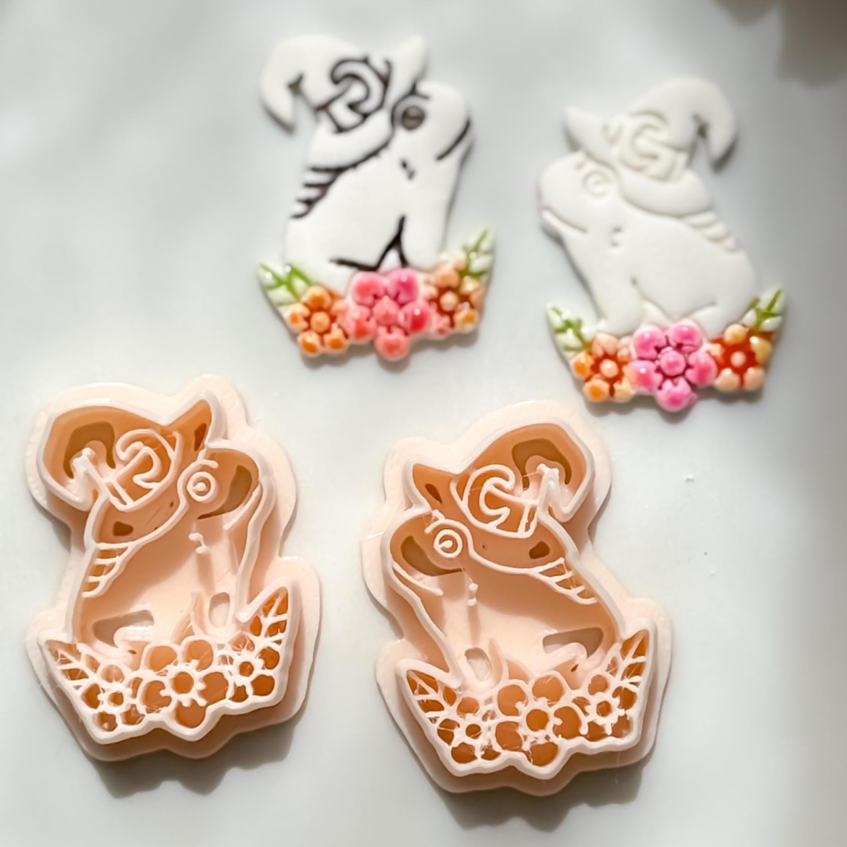 Whimsical Toad Polymer Clay Cutter Set: Floral Frog Witch Hat, Fantasy Jewelry