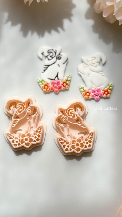 Whimsical Toad Polymer Clay Cutter Set: Floral Frog Witch Hat, Fantasy Jewelry