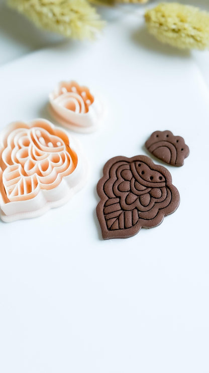 Folk Line Art Clay Earring Cutter Set Includes Base Shape + Topper