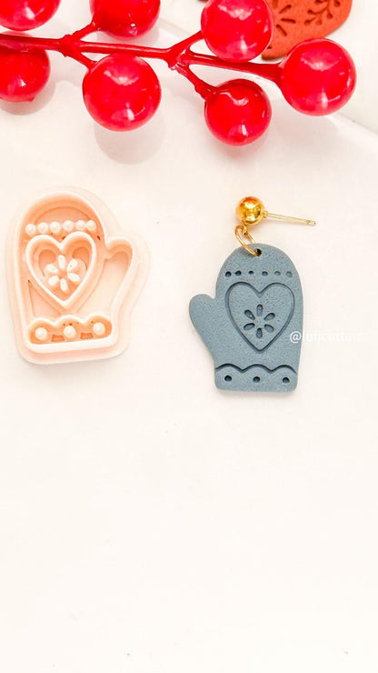 Scandinavian Folk Art Mitten Earring Cutter Nordic Winter Christmas Polymer Clay Jewelry Tool