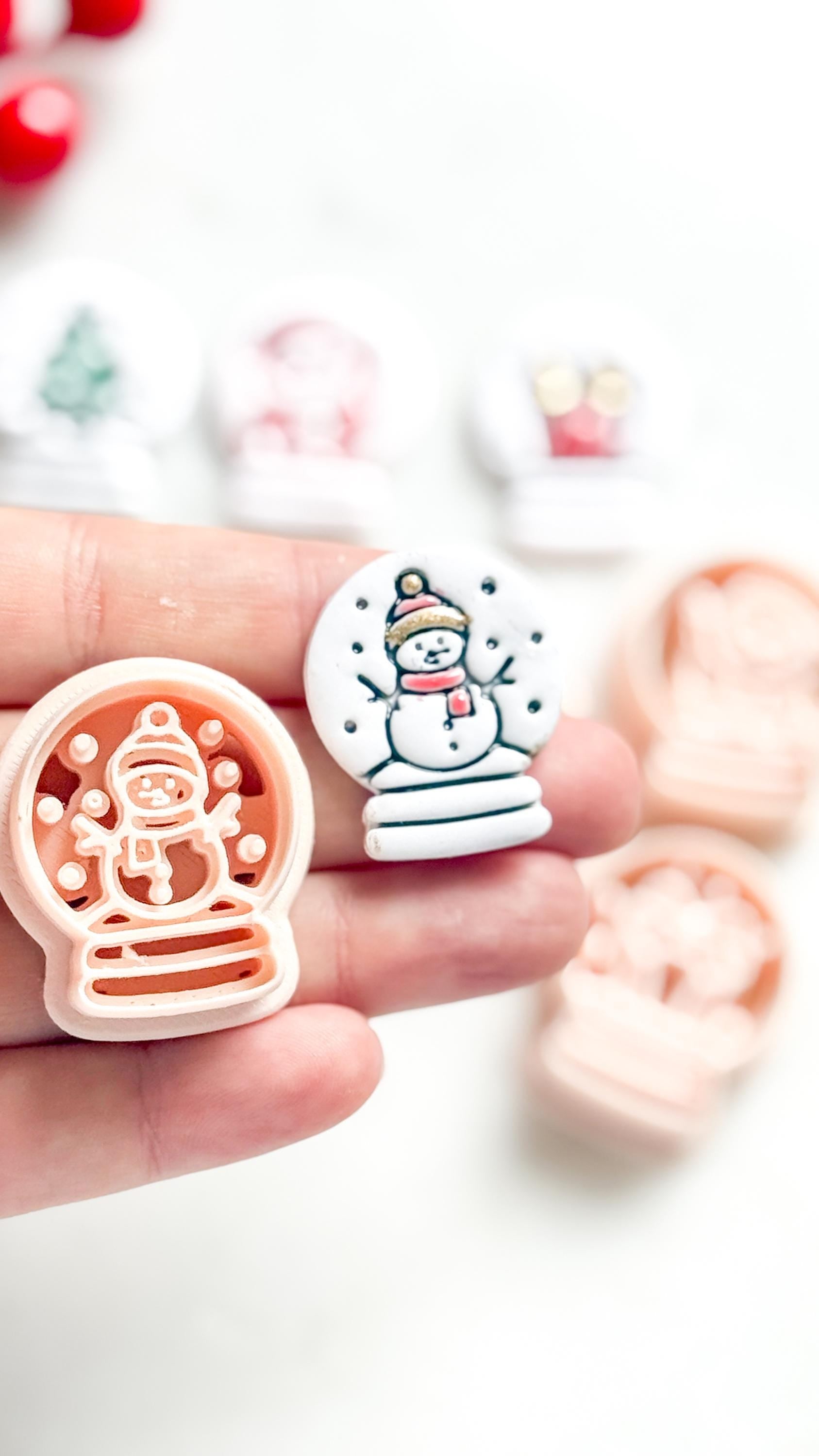 Snow Globe Clay Cutters – Christmas Polymer Clay Earring or Pendant Shapes