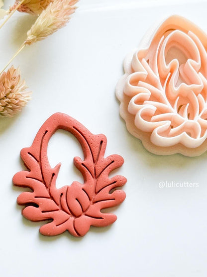 Floral Clay Earring Cutter Intricate Leafy Blossom Design