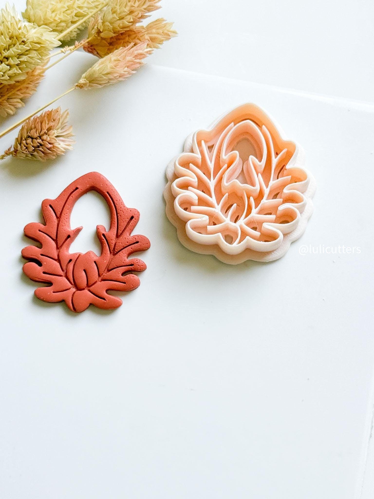 Floral Clay Earring Cutter Intricate Leafy Blossom Design