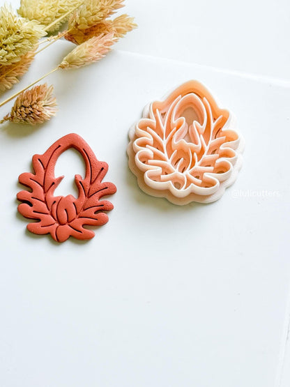 Floral Clay Earring Cutter Intricate Leafy Blossom Design