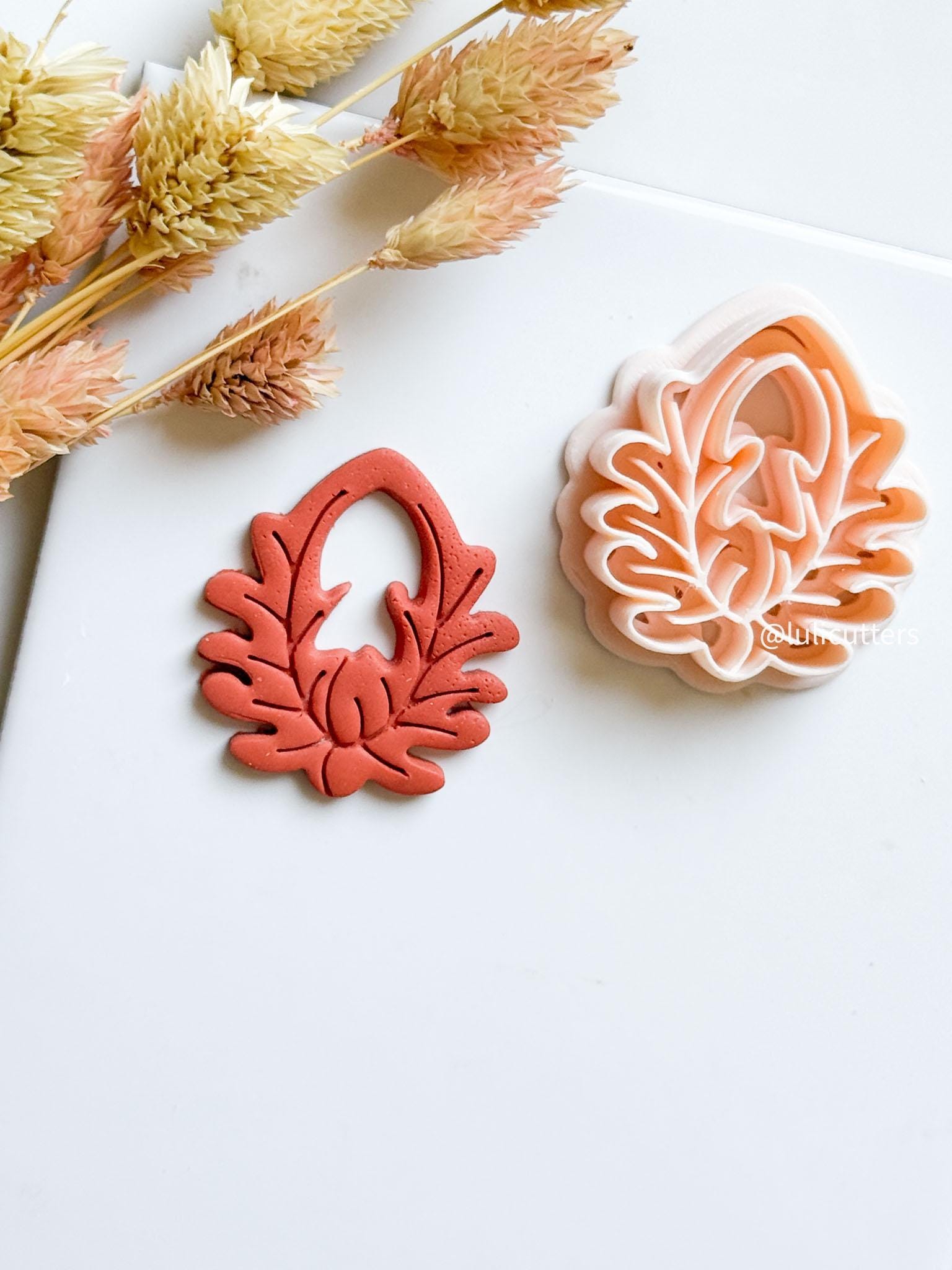 Floral Clay Earring Cutter Intricate Leafy Blossom Design