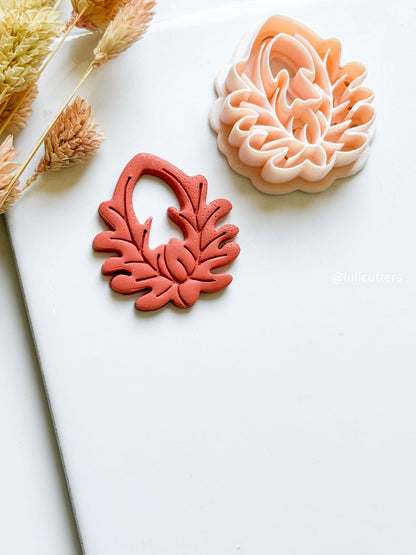 Floral Clay Earring Cutter Intricate Leafy Blossom Design