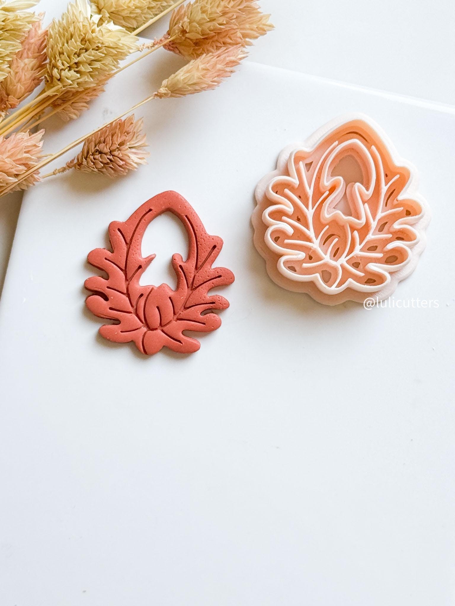 Floral Clay Earring Cutter Intricate Leafy Blossom Design