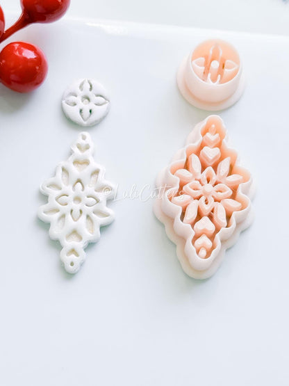 Winter Fairy Poinsettia Floral Dangle Earring Polymer Clay Cutter Christmas Winter Jewelry Tool