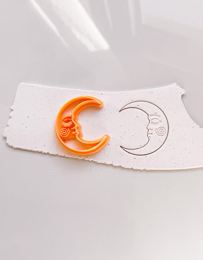 Crescent Moon Face Clay Cutter: Celestial Jewelry & Cookie Cutter