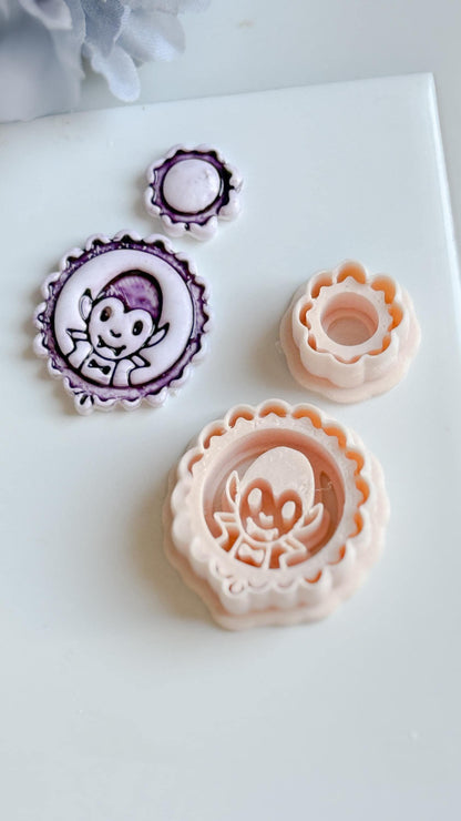 Vampire Cameo Cutter Set: Halloween Polymer Clay Jewelry Molds