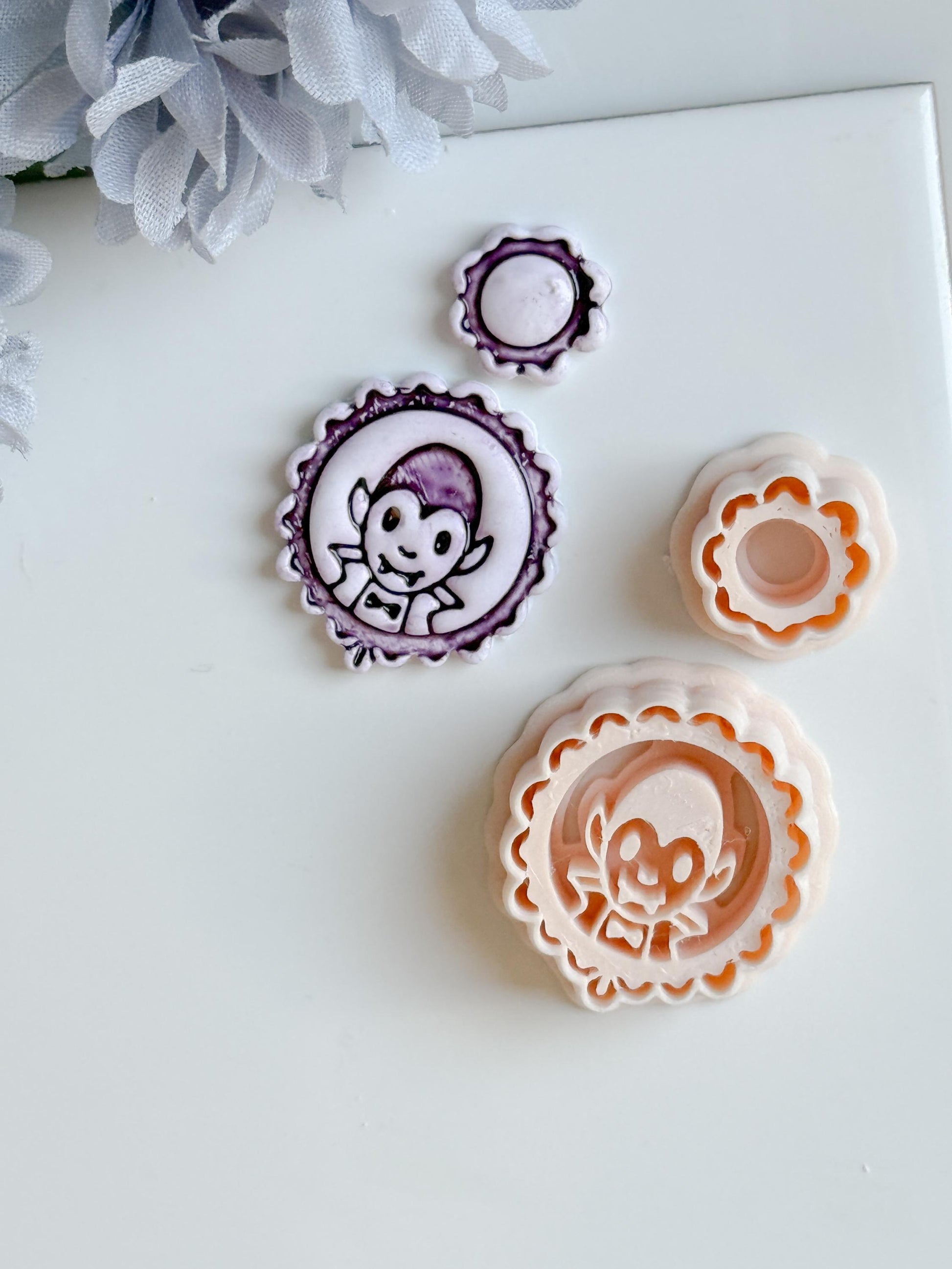 Vampire Cameo Cutter Set: Halloween Polymer Clay Jewelry Molds