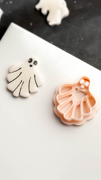 Scalloped Ghost Clay Cutter: Halloween Earring, Charm & Keychain DIY
