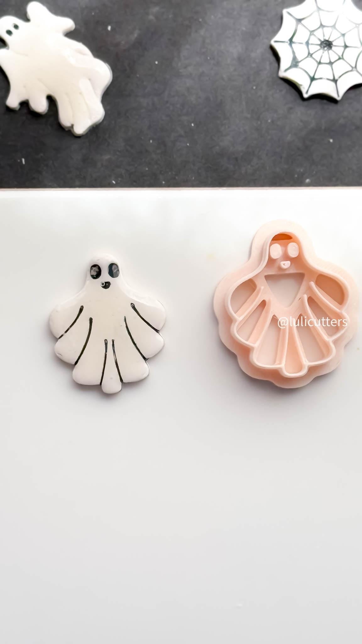 Scalloped Ghost Clay Cutter: Halloween Earring, Charm & Keychain DIY