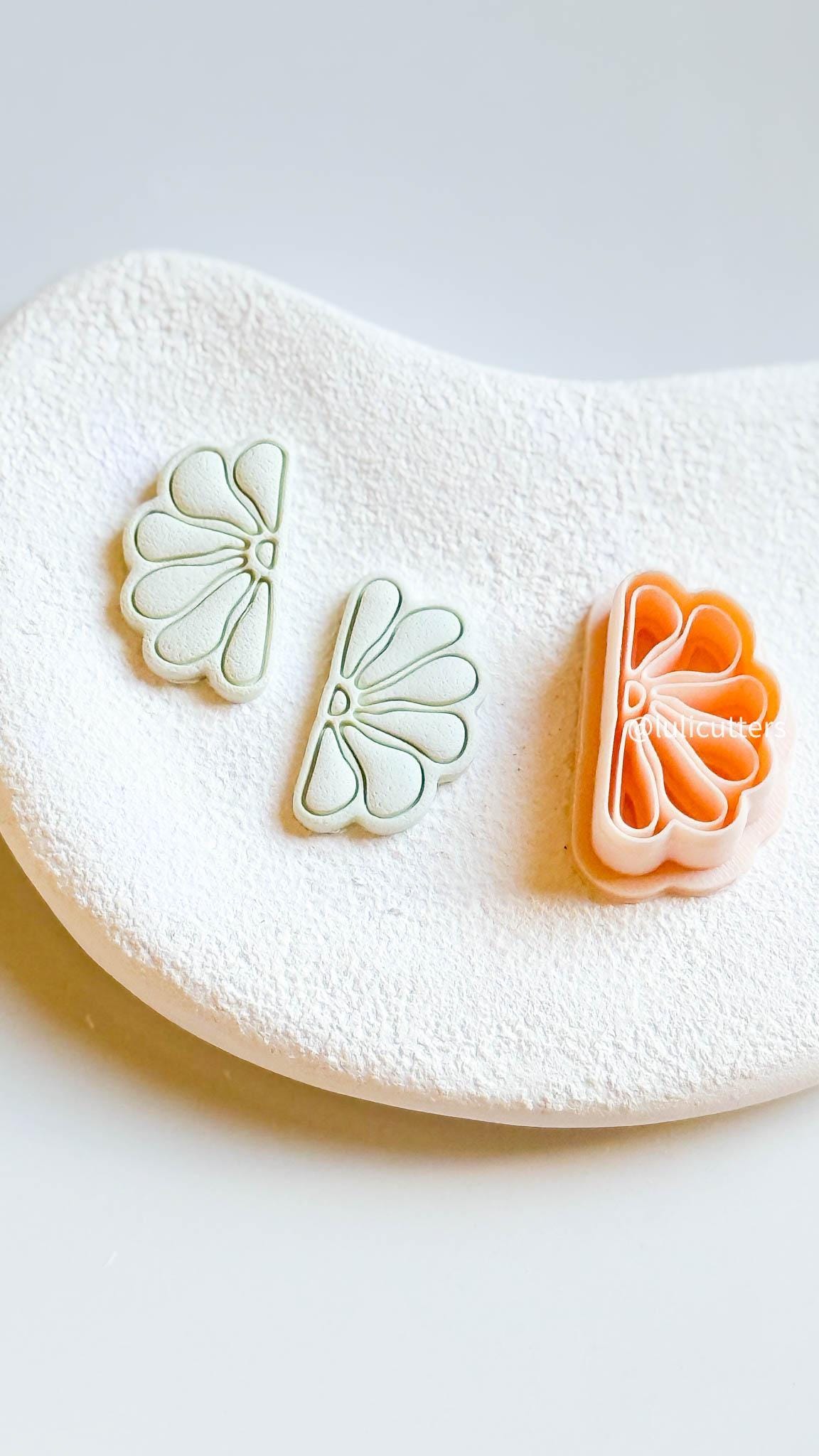 Petal Fan Clay Cutter with Daisy Imprint 30mm or 35mm