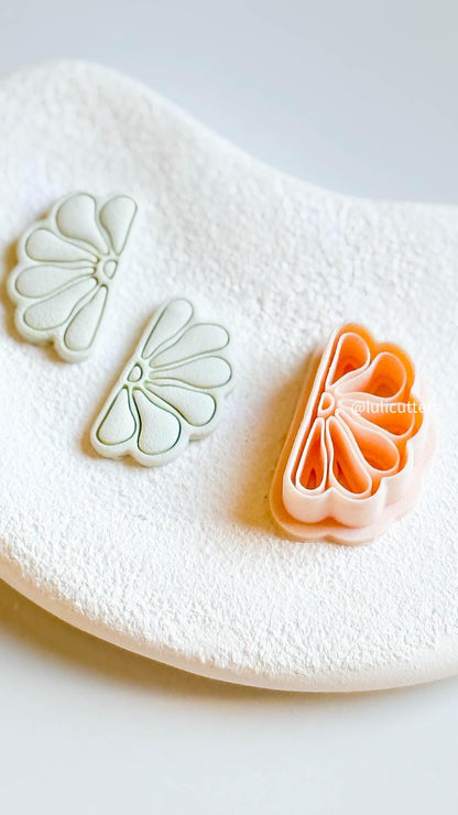 Petal Fan Clay Cutter with Daisy Imprint 30mm or 35mm