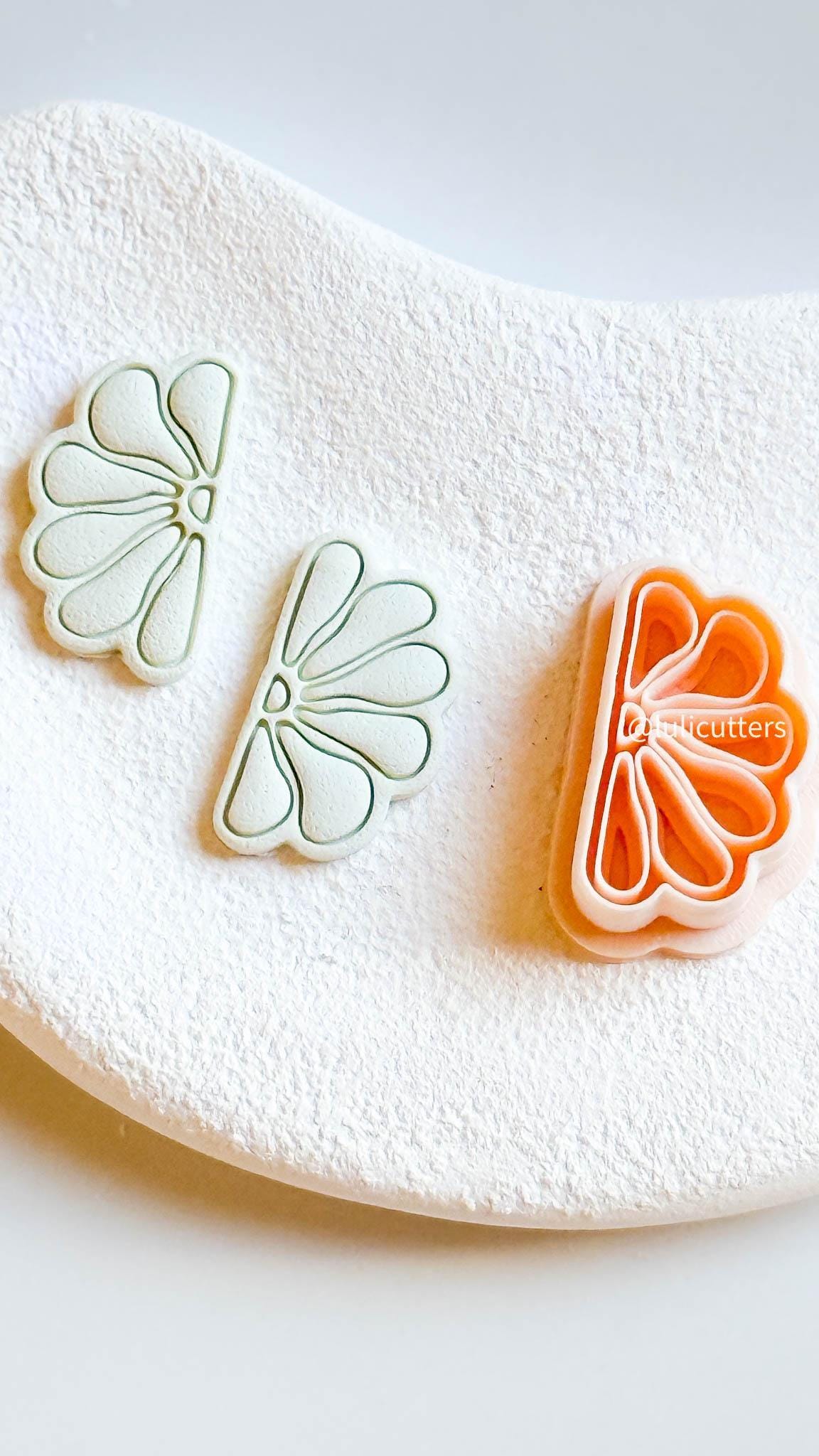 Petal Fan Clay Cutter with Daisy Imprint 30mm or 35mm